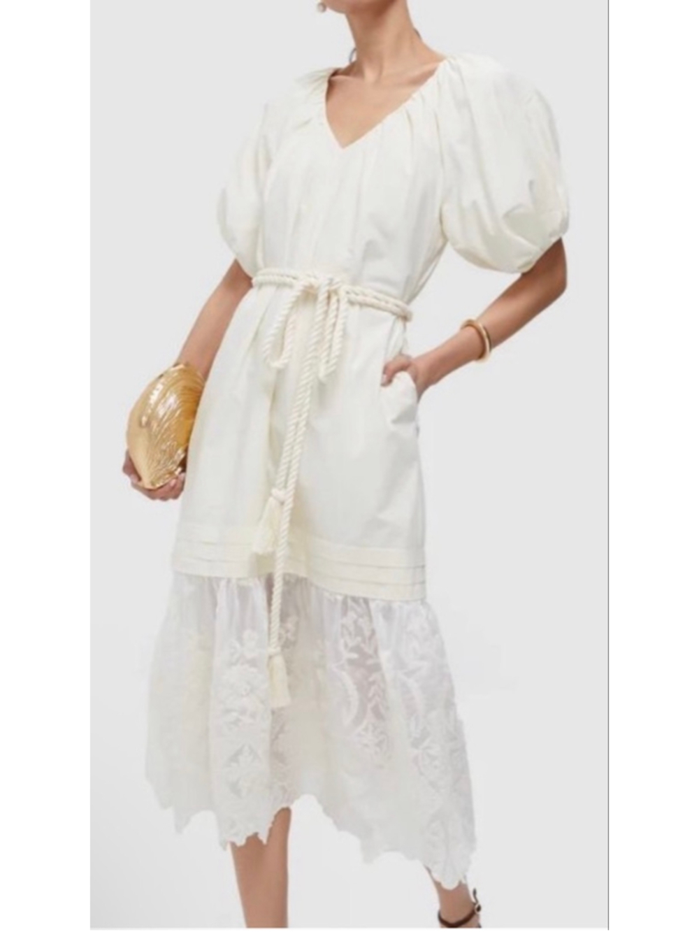 NWT Tuckernuck x Studio McGee Cream Juniper Midi Dress M Limited!